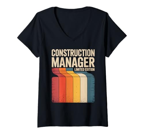Damen Lustiger Baumanager Retro Limited Edition Spruch T-Shirt mit V-Ausschnitt Damen Lustiger Baumanager Retro Limited Edition Spruch T-Shirt mit V-Ausschnitt von Sarcastic Builder Supervisor Project Career Joke