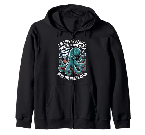Lustiger Spruch Mehrere Persönlichkeiten Octopus Chaos Damen Herren Kapuzenjacke von Sarcastic Cephalopod Humor Retro Pipe Joke Life