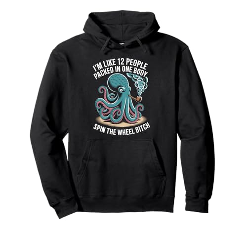 Lustiger Spruch Mehrere Persönlichkeiten Octopus Chaos Damen Herren Pullover Hoodie von Sarcastic Cephalopod Humor Retro Pipe Joke Life