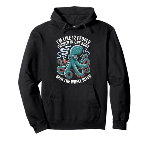 Lustiger Spruch Mehrere Persönlichkeiten Octopus Chaos Damen Herren Pullover Hoodie von Sarcastic Cephalopod Humor Retro Pipe Joke Life
