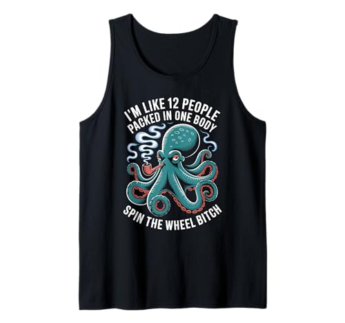 Lustiger Spruch Mehrere Persönlichkeiten Octopus Chaos Damen Herren Tank Top von Sarcastic Cephalopod Humor Retro Pipe Joke Life