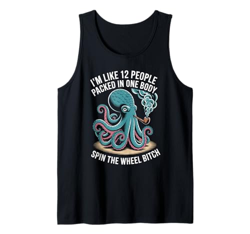Lustiger Spruch Mehrere Persönlichkeiten Octopus Chaos Damen Herren Tank Top von Sarcastic Cephalopod Humor Retro Pipe Joke Life