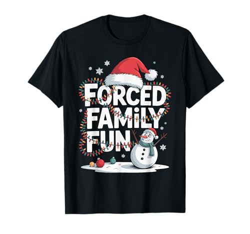 Grumpy Snowman Forced Family Fun Xmas Lights Kids Men Women T-Shirt von Sarcastic Christmas Funny Holiday Family Gathering