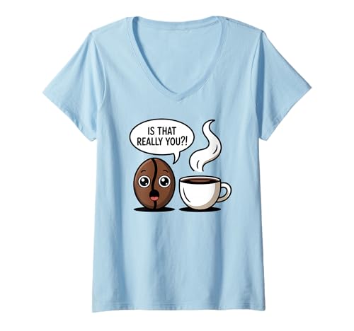 Damen Lustiger Kaffeebohnen-Humor T-Shirt mit V-Ausschnitt Damen Lustiger Kaffeebohnen-Humor T-Shirt mit V-Ausschnitt von Sarcastic Coffee Humor