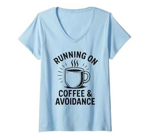 Damen Grafik zum Kaffeetrinken und zur Vermeidung von Prokrastination T-Shirt mit V-Ausschnitt Damen Grafik zum Kaffeetrinken und zur Vermeidung von Prokrastination T-Shirt mit V-Ausschnitt von Sarcastic Coffee Lover Tees by Lazy TheMaesthetics