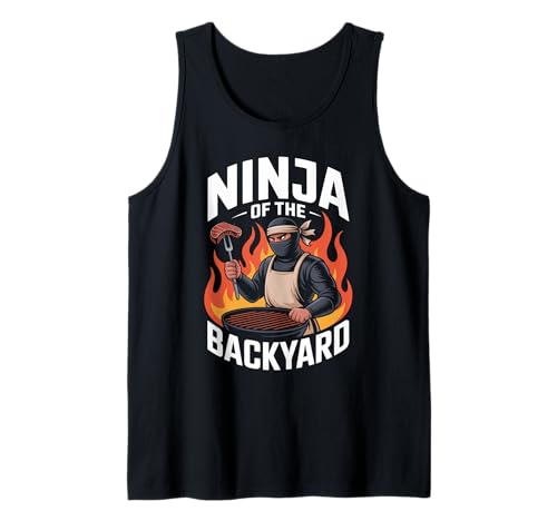Lustiger Ninja of The Backyard Spruch BBQ Humor Grill Damen Herren Tank Top von Sarcastic Cookout Chef Meat Smoker Barbecue Dad