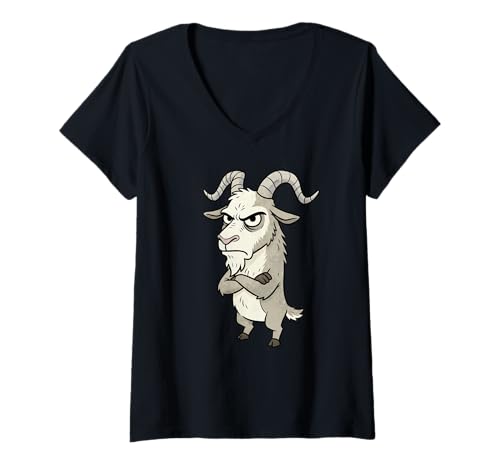 Damen Lustiges Grumpy Goat Farm Tier Design Geschenk Männer Frauen Kinder T-Shirt mit V-Ausschnitt Damen Lustiges Grumpy Goat Farm Tier Design Geschenk Männer Frauen Kinder T-Shirt mit V-Ausschnitt von Sarcastic Cute Crazy Baby Goat Graphic for Farmer