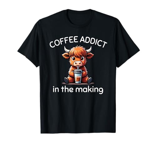 Coffee Addict In The Making Baby Highland Cow Coffein Fun T-Shirt Coffee Addict In The Making Baby Highland Cow Coffein Fun T-Shirt von Sarcastic Cute Funny Caffeine Bovine Humor CLR