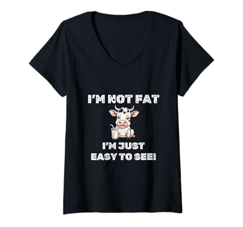 Damen Chubby I'm Not Fat I'm Just Easy To See Fluffy Pudgy Cow T-Shirt mit V-Ausschnitt Damen Chubby I'm Not Fat I'm Just Easy To See Fluffy Pudgy Cow T-Shirt mit V-Ausschnitt von Sarcastic Cute Plump Cow Enjoying Some Milk CLR