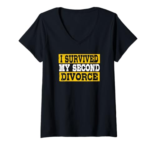 Damen I Survived My Second Divorce Lustiger sarkastischer Humor T-Shirt mit V-Ausschnitt Damen I Survived My Second Divorce Lustiger sarkastischer Humor T-Shirt mit V-Ausschnitt von Sarcastic Divorce Humor Gifts