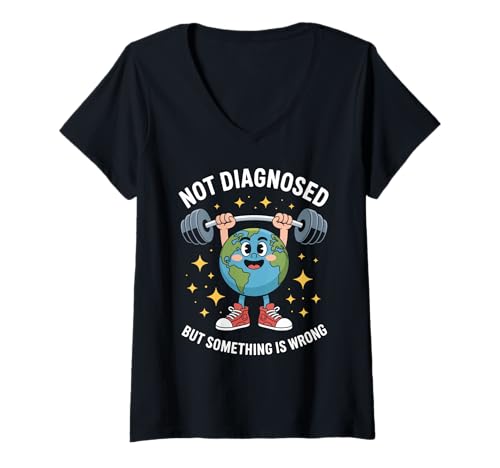 Damen Lustig Nicht diagnostiziert Spruch Mental Health Humor Frauen Männer T-Shirt mit V-Ausschnitt Damen Lustig Nicht diagnostiziert Spruch Mental Health Humor Frauen Männer T-Shirt mit V-Ausschnitt von Sarcastic Earth Lifter Awareness Anxiety Fitness