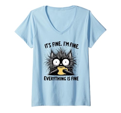 Damen Lustiger Kaffeeliebhaber Katze Kätzchen Kitty Besitzer Geschenk für Männer Frauen T-Shirt mit V-Ausschnitt Damen Lustiger Kaffeeliebhaber Katze Kätzchen Kitty Besitzer Geschenk für Männer Frauen T-Shirt mit V-Ausschnitt von Sarcastic Exhausted Cute Cat Kitten Graphic Design