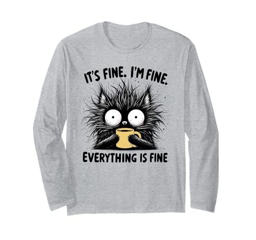 Lustiger Kaffeeliebhaber Katze Kätzchen Kitty Besitzer Geschenk für Männer Frauen Langarmshirt von Sarcastic Exhausted Cute Cat Kitten Graphic Design