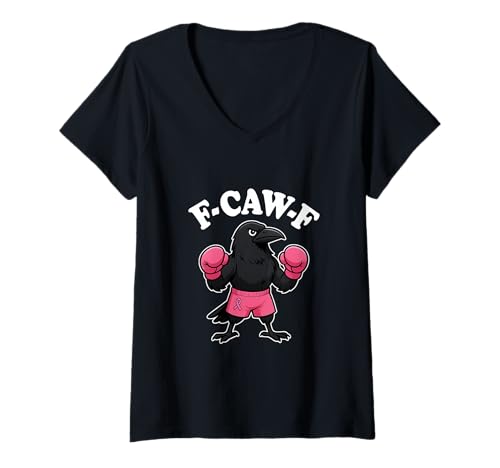 Damen Funny F-Caw-F Brustkrebs Black Crow FCawF Brustkrebs T-Shirt mit V-Ausschnitt Damen Funny F-Caw-F Brustkrebs Black Crow FCawF Brustkrebs T-Shirt mit V-Ausschnitt von Sarcastic F Caw F Breast Cancer Awareness