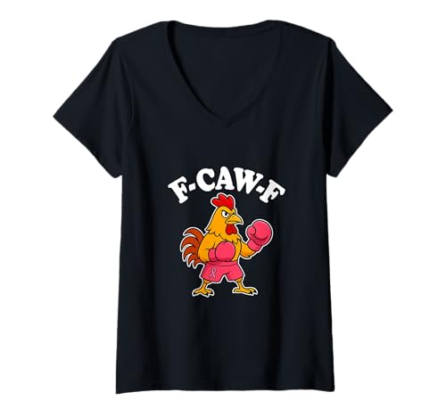 Damen Funny F-Caw-F Brustkrebs Hahn FCawF Brustkrebs T-Shirt mit V-Ausschnitt Damen Funny F-Caw-F Brustkrebs Hahn FCawF Brustkrebs T-Shirt mit V-Ausschnitt von Sarcastic F Caw F Breast Cancer Awareness