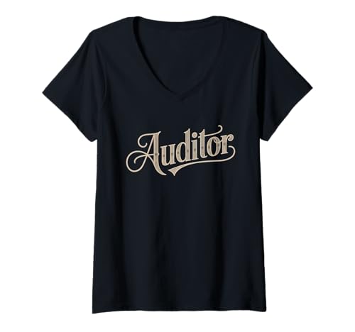 Damen Lustiger Auditor Spruch Humor Buchhaltung Professionelle Frauen Männer T-Shirt mit V-Ausschnitt von Sarcastic Finance Joke Retro Style Numbers Expert