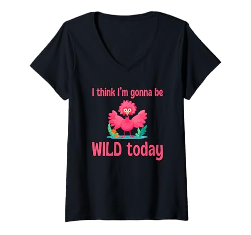 Damen Crazy I Think I'm Gonna Be Wild Today Weird Different Fun T-Shirt mit V-Ausschnitt Damen Crazy I Think I'm Gonna Be Wild Today Weird Different Fun T-Shirt mit V-Ausschnitt von Sarcastic Funny Irritating To Others CLR