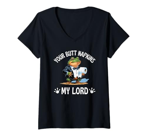 Damen Your Butt Servietten My Lord Toad Frog Toilette Smelly Wipe Fun T-Shirt mit V-Ausschnitt Damen Your Butt Servietten My Lord Toad Frog Toilette Smelly Wipe Fun T-Shirt mit V-Ausschnitt von Sarcastic Funny Stinky Pooping Amphibian CLR