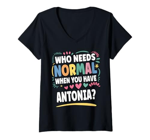 Damen Antonia Personalized Name Funny Cute Custom Antonia Name T-Shirt mit V-Ausschnitt von Sarcastic Gift For Women Gift For ANTONIA