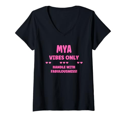 Damen MYA Personalized Name Funny Cute Custom MYA Name T-Shirt mit V-Ausschnitt Damen MYA Personalized Name Funny Cute Custom MYA Name T-Shirt mit V-Ausschnitt von Sarcastic Gift For Women Gift For MYA