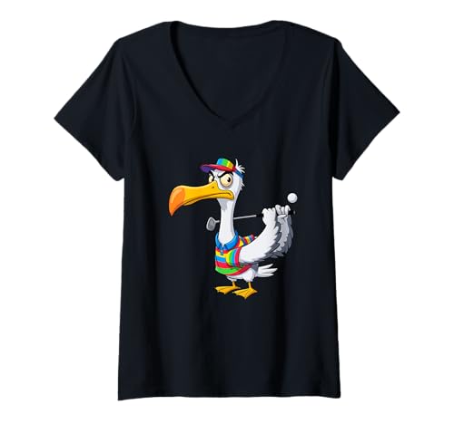 Damen Lustiger Golfer Albatross Vogel Golf Spieler Spiel Geschenk Männer Frauen T-Shirt mit V-Ausschnitt von Sarcastic Golf Lover Golfing Club Graphic Design