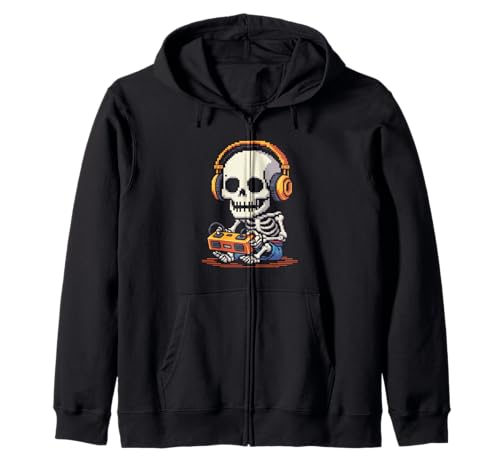 Lustiges Pixel Skelett Gamer Retro Gaming Humor Damen Herren Kapuzenjacke Lustiges Pixel Skelett Gamer Retro Gaming Humor Damen Herren Kapuzenjacke von Sarcastic Headphones Controller Arcade Geek Joke