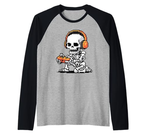 Lustiges Pixel Skelett Gamer Retro Gaming Humor Damen Herren Raglan Lustiges Pixel Skelett Gamer Retro Gaming Humor Damen Herren Raglan von Sarcastic Headphones Controller Arcade Geek Joke