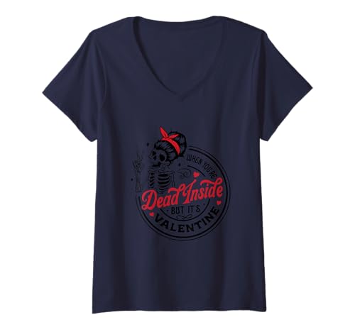 Damen Dead Inside Skurriler sarkastischer Humor T-Shirt mit V-Ausschnitt Damen Dead Inside Skurriler sarkastischer Humor T-Shirt mit V-Ausschnitt von Sarcastic Humor Dark Funny Quotes
