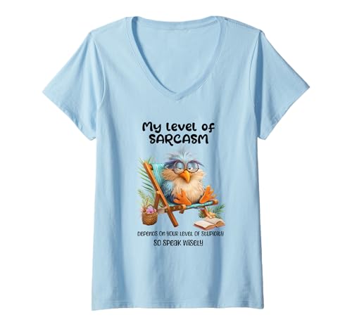 Damen Funny Grumpy Bird Witty Quote Sarcastic Gift for Men Women T-Shirt mit V-Ausschnitt von Sarcastic Humor Funny Bird