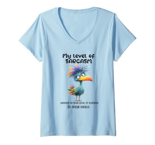 Damen Funny Grumpy Bird Witty Quote Sarcastic Gift for Men Women T-Shirt mit V-Ausschnitt von Sarcastic Humor Funny Bird