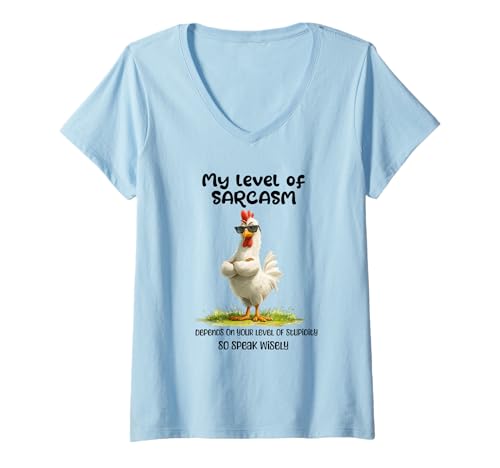 Damen Funny Grumpy Chicken Witty Quote Sarcastic Gift Men Women T-Shirt mit V-Ausschnitt von Sarcastic Humor Funny Bird