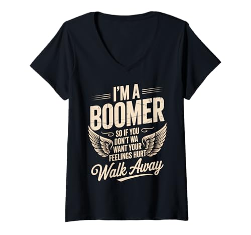 Damen Lustiges Zitat "I'm a Boomer Don't Want Feelings Hurt" T-Shirt mit V-Ausschnitt Damen Lustiges Zitat "I'm a Boomer Don't Want Feelings Hurt" T-Shirt mit V-Ausschnitt von Sarcastic Humor for Grandpa Dad Adults Retro Fans