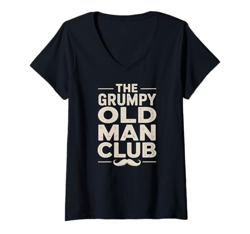 Damen Lustiger The Grumpy Old Man Club, lustiges Schnurrbart-Design für Männer T-Shirt mit V-Ausschnitt Damen Lustiger The Grumpy Old Man Club, lustiges Schnurrbart-Design für Männer T-Shirt mit V-Ausschnitt von Sarcastic Humorous Statement Designs