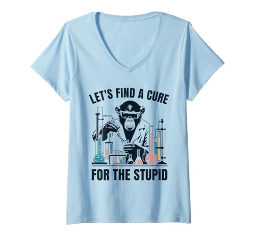 Damen Affe Schimpanse Lustig Spruch Chemiker Biologe Labor T-Shirt mit V-Ausschnitt Damen Affe Schimpanse Lustig Spruch Chemiker Biologe Labor T-Shirt mit V-Ausschnitt von Sarcastic Monkey Lab Humor Science Apparel