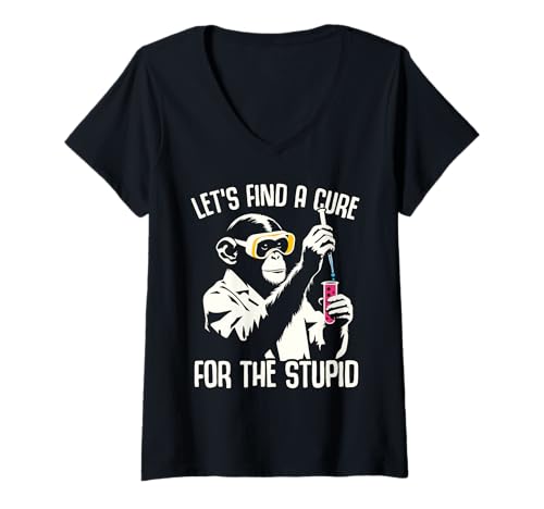 Damen Affe Schimpanse Lustig Spruch Chemiker Biologe Labor T-Shirt mit V-Ausschnitt Damen Affe Schimpanse Lustig Spruch Chemiker Biologe Labor T-Shirt mit V-Ausschnitt von Sarcastic Monkey Lab Humor Science Apparel