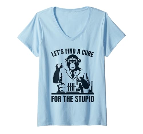 Damen Affe Schimpanse Lustig Spruch Chemiker Biologe Labor T-Shirt mit V-Ausschnitt Damen Affe Schimpanse Lustig Spruch Chemiker Biologe Labor T-Shirt mit V-Ausschnitt von Sarcastic Monkey Lab Humor Science Apparel