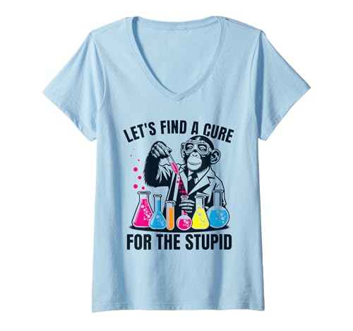Damen Affe Schimpanse Lustig Spruch Chemiker Biologe Labor T-Shirt mit V-Ausschnitt Damen Affe Schimpanse Lustig Spruch Chemiker Biologe Labor T-Shirt mit V-Ausschnitt von Sarcastic Monkey Lab Humor Science Apparel