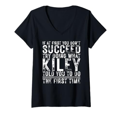 Damen Funny If At First You Don't Succeed Birthday Kiley Idea T-Shirt mit V-Ausschnitt Damen Funny If At First You Don't Succeed Birthday Kiley Idea T-Shirt mit V-Ausschnitt von Sarcastic Name If At First You Don't Succeed Store