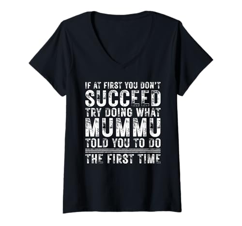 Damen Funny If At First You Don't Succeed Birthday Mummu Idea T-Shirt mit V-Ausschnitt Damen Funny If At First You Don't Succeed Birthday Mummu Idea T-Shirt mit V-Ausschnitt von Sarcastic Name If At First You Don't Succeed Store