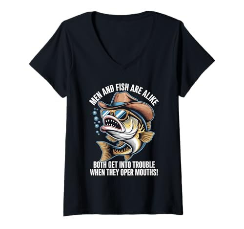 Damen Lustiger Spruch Männer Fisch Ärger Sprechen Humor Witz Frauen Männer T-Shirt mit V-Ausschnitt Damen Lustiger Spruch Männer Fisch Ärger Sprechen Humor Witz Frauen Männer T-Shirt mit V-Ausschnitt von Sarcastic Outdoors Angler Cowboy Bass Vintage Cool