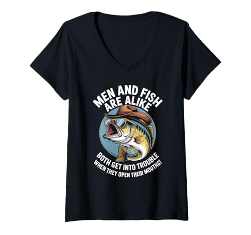 Damen Lustiger Spruch Männer Fisch Ärger Sprechen Humor Witz Frauen Männer T-Shirt mit V-Ausschnitt Damen Lustiger Spruch Männer Fisch Ärger Sprechen Humor Witz Frauen Männer T-Shirt mit V-Ausschnitt von Sarcastic Outdoors Angler Cowboy Bass Vintage Cool