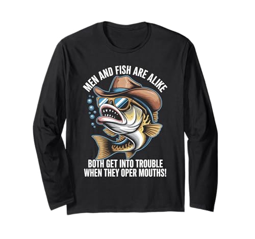 Lustiger Spruch Männer Fisch Ärger Sprechen Humor Witz Frauen Männer Langarmshirt von Sarcastic Outdoors Angler Cowboy Bass Vintage Cool