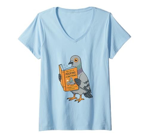 Damen Lustiges Tauben-Lesebuch Vogel Witz Humor T-Shirt mit V-Ausschnitt von Sarcastic Pigeon Humor for Birdwatching Meme Fans