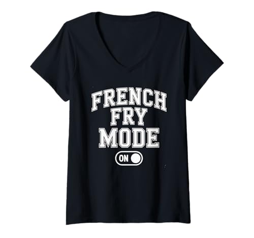 Damen Lustiger Frittiermodus auf Fast Food Snack Humor Spruch T-Shirt mit V-Ausschnitt Damen Lustiger Frittiermodus auf Fast Food Snack Humor Spruch T-Shirt mit V-Ausschnitt von Sarcastic Potato Lover Junk Food Eating Joke