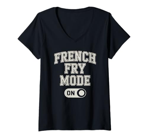 Damen Lustiger Frittiermodus auf Fast Food Snack Humor Spruch T-Shirt mit V-Ausschnitt Damen Lustiger Frittiermodus auf Fast Food Snack Humor Spruch T-Shirt mit V-Ausschnitt von Sarcastic Potato Lover Junk Food Eating Joke