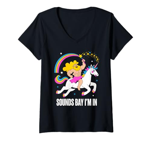Damen Funny Sounds Bay I'm In Saying Unicorn Rainbow Humor Gag Pun T-Shirt mit V-Ausschnitt Damen Funny Sounds Bay I'm In Saying Unicorn Rainbow Humor Gag Pun T-Shirt mit V-Ausschnitt von Sarcastic Pride Joke Retro Style Fantasy Unicorn