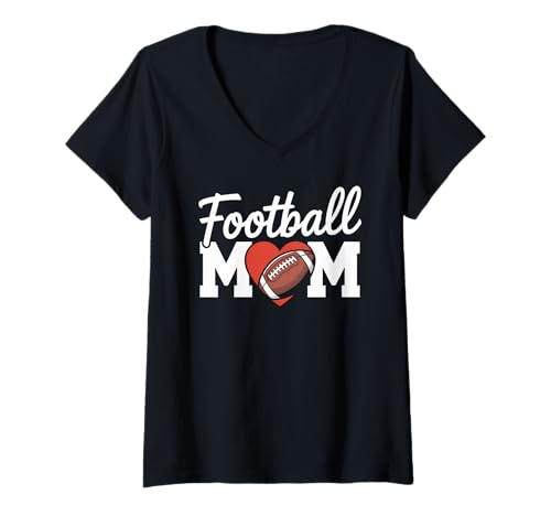 Damen Lustiger Fußball Mama Herz Sport Familie Humor Spruch T-Shirt mit V-Ausschnitt Damen Lustiger Fußball Mama Herz Sport Familie Humor Spruch T-Shirt mit V-Ausschnitt von Sarcastic Proud Mother Gridiron Team Spirit Joke