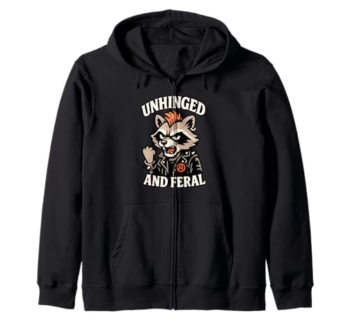 Unhinged and Feral Lustiges Waschbär-Design, Geschenk für Männer, Frauen, Kinder Kapuzenjacke von Sarcastic Retro Raccoon Trash Panda Animal Graphic