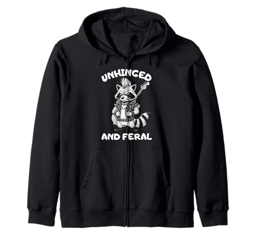 Unhinged and Feral Lustiges Waschbär-Design, Geschenk für Männer, Frauen, Kinder Kapuzenjacke von Sarcastic Retro Raccoon Trash Panda Animal Graphic