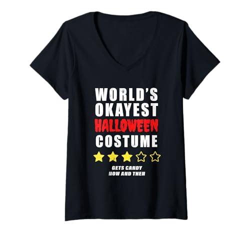 Damen World Okayest Halloween Kostüm T-Shirt mit V-Ausschnitt Damen World Okayest Halloween Kostüm T-Shirt mit V-Ausschnitt von Sarcastic Reviews Tee Factory